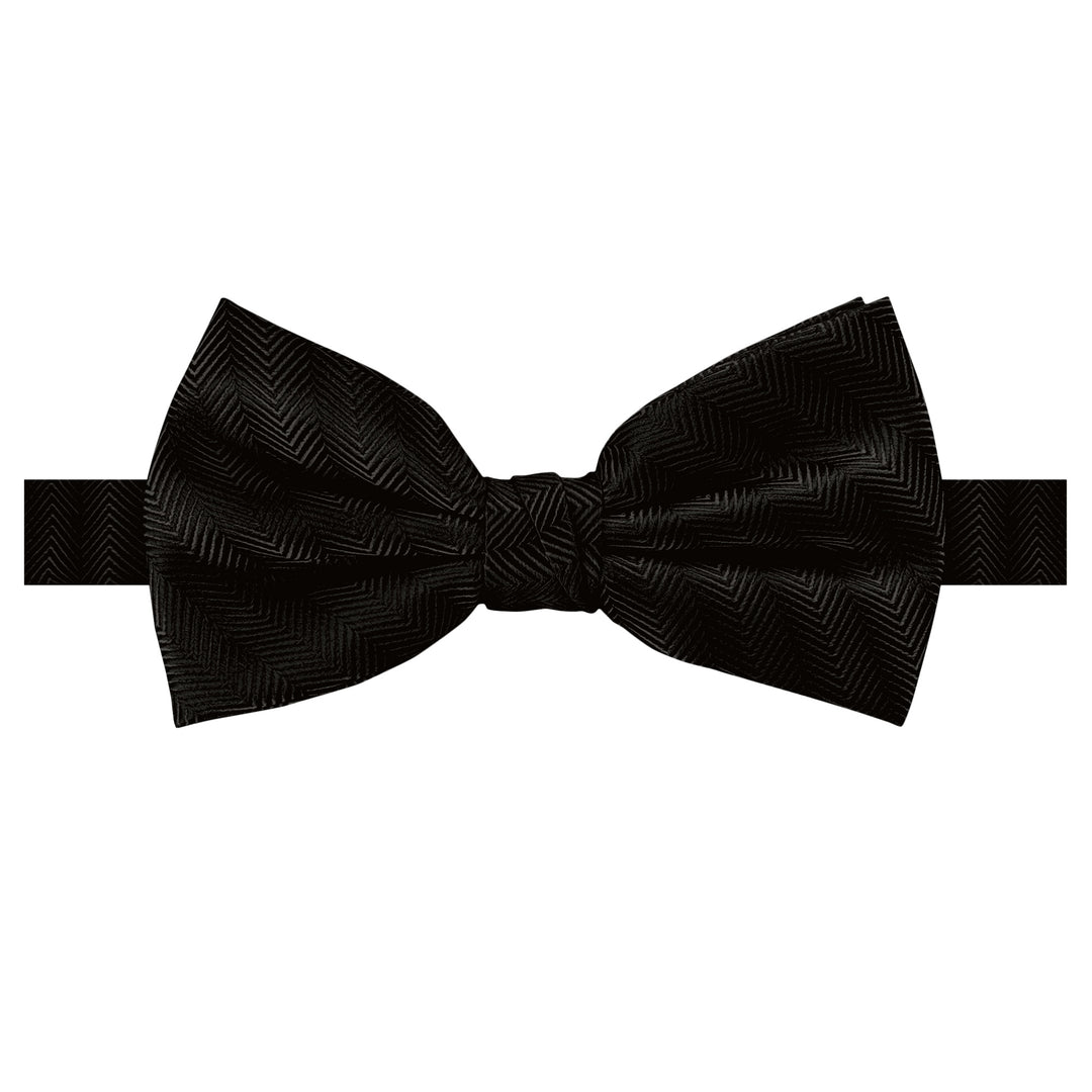 Wedding Silk Blend Chevron Banded Bow Tie - Black