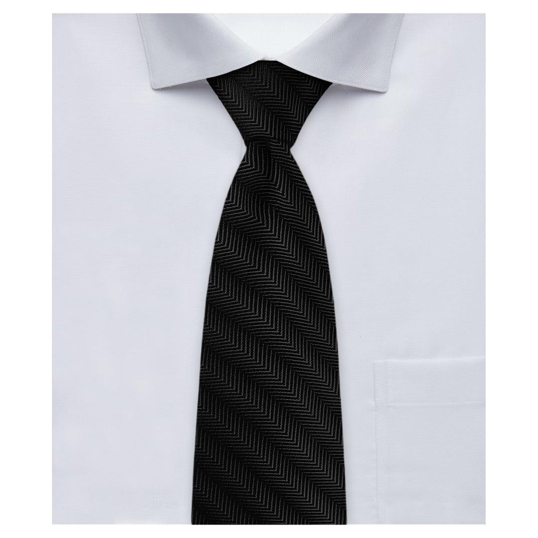 Wedding Silk Blend Chevron Tie - Black