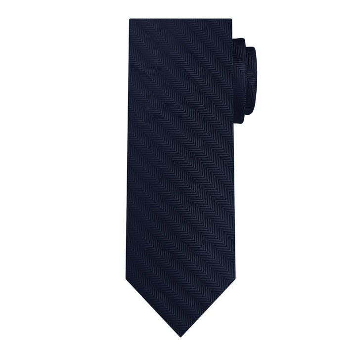 Silk Blend Chevron Tie - Navy Blue