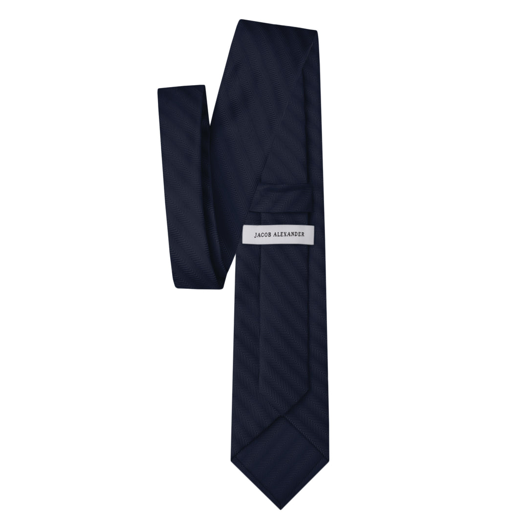 Silk Blend Chevron Tie - Navy Blue