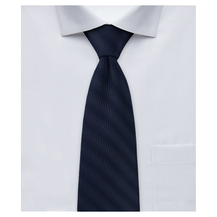 Silk Blend Chevron Tie - Navy Blue