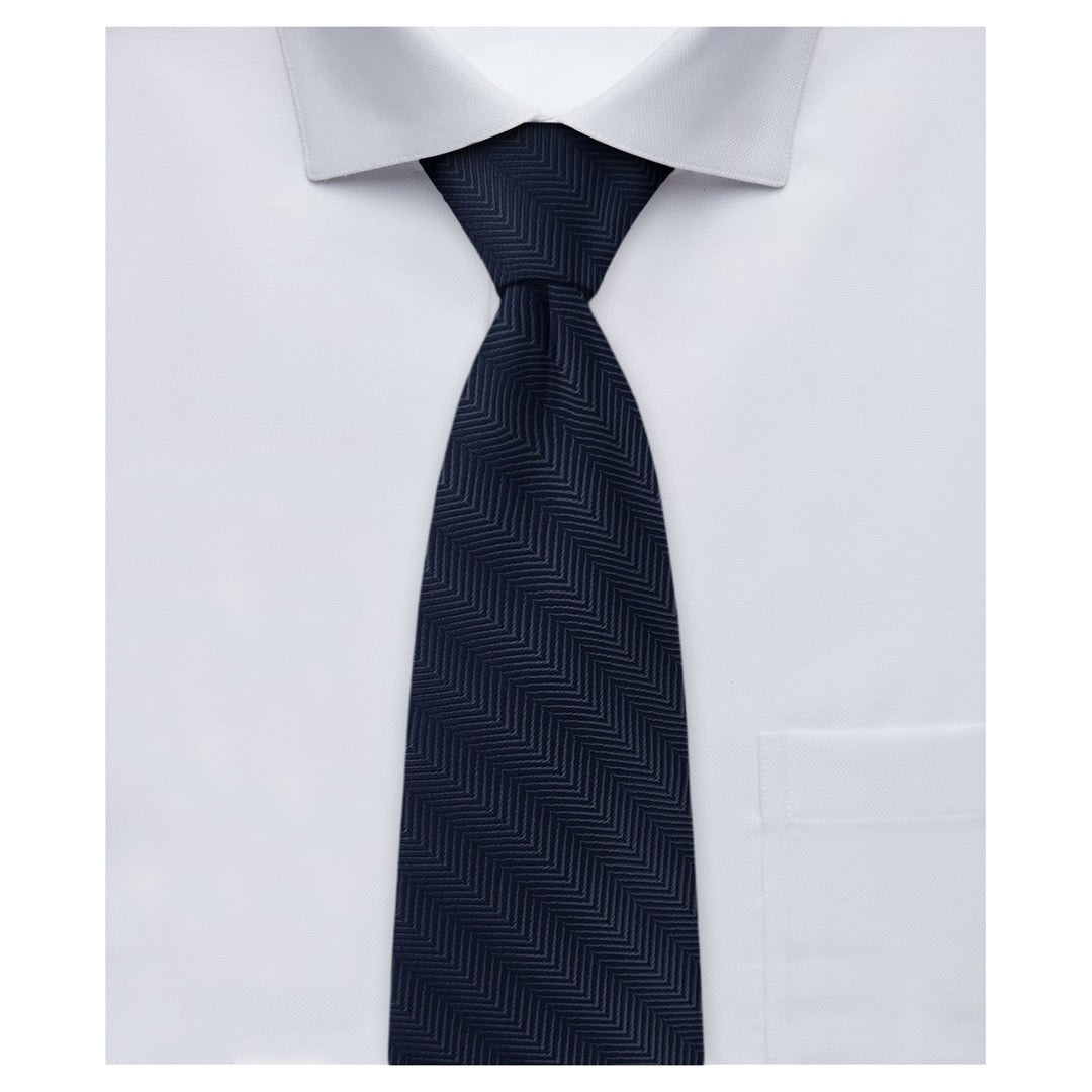 Wedding Silk Blend Chevron Tie - Navy Blue