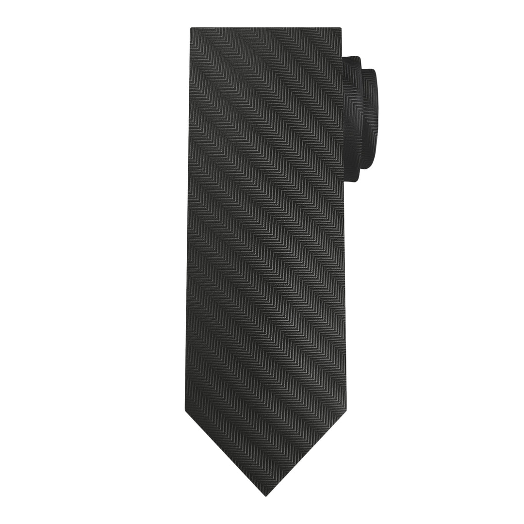 Silk Blend Chevron Tie - Charcoal Gray
