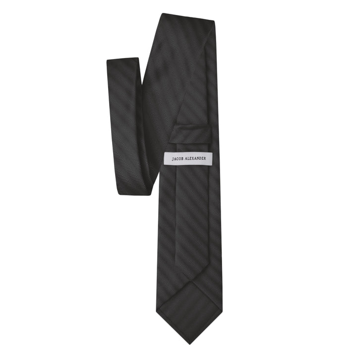 Silk Blend Chevron Tie - Charcoal Gray