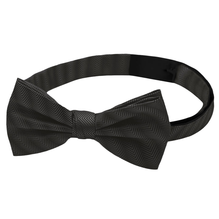 Silk Blend Chevron Banded Bow Tie - Charcoal Gray