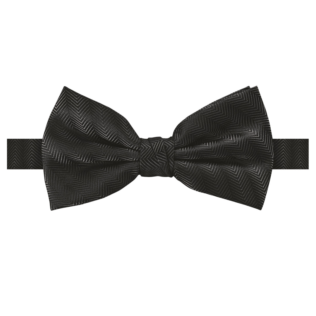 Silk Blend Chevron Banded Bow Tie - Charcoal Gray