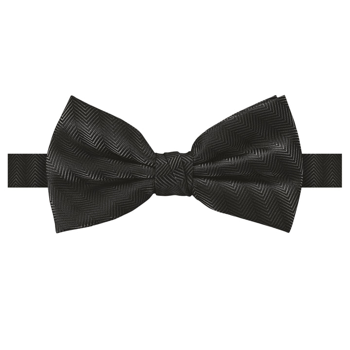 Silk Blend Chevron Banded Bow Tie - Charcoal Gray