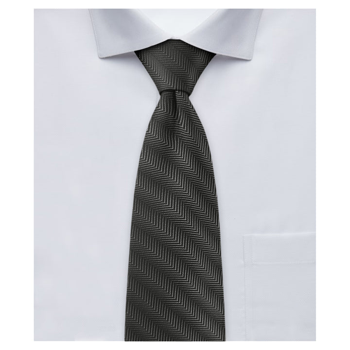 Silk Blend Chevron Tie - Charcoal Gray