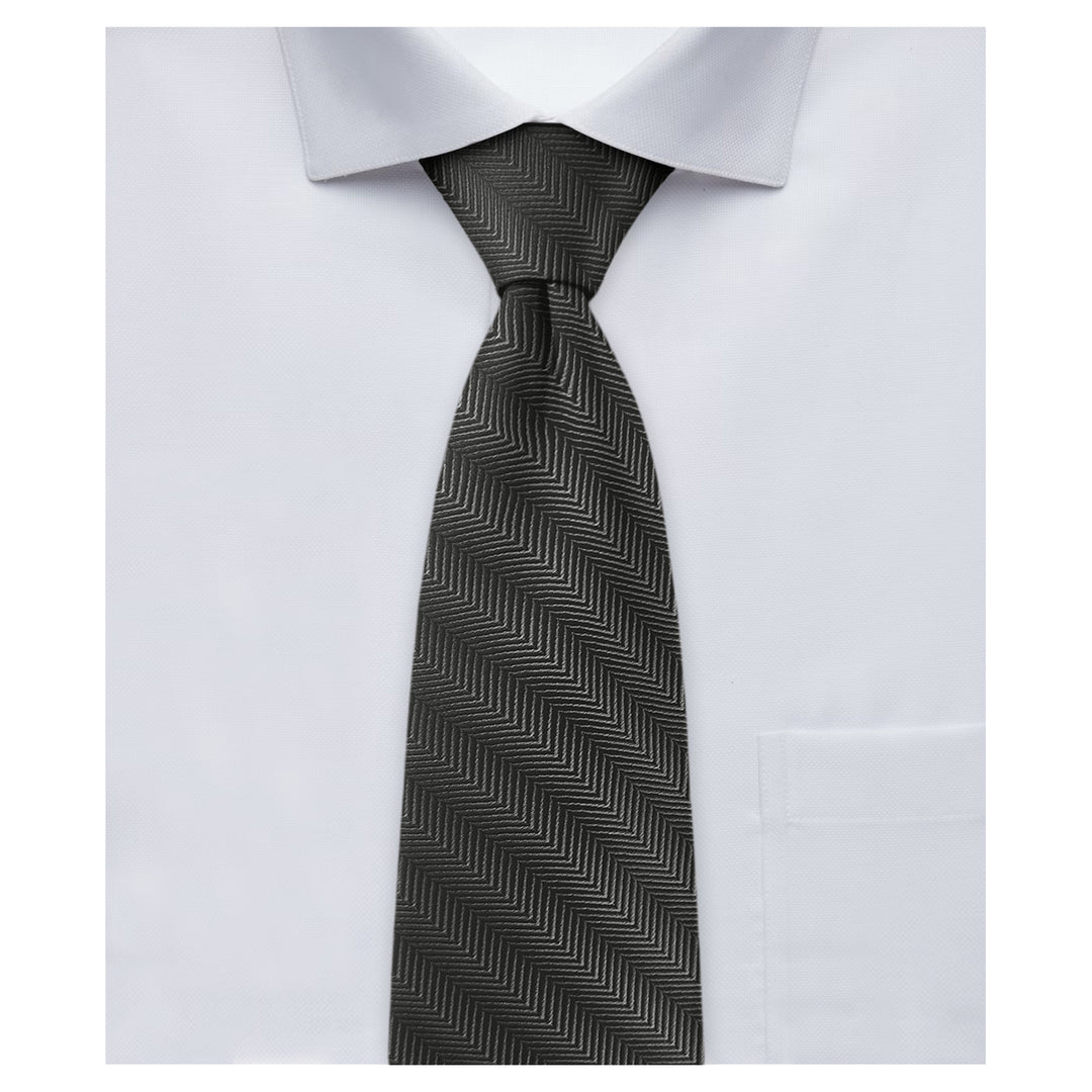 Wedding Silk Blend Chevron Tie - Charcoal Gray