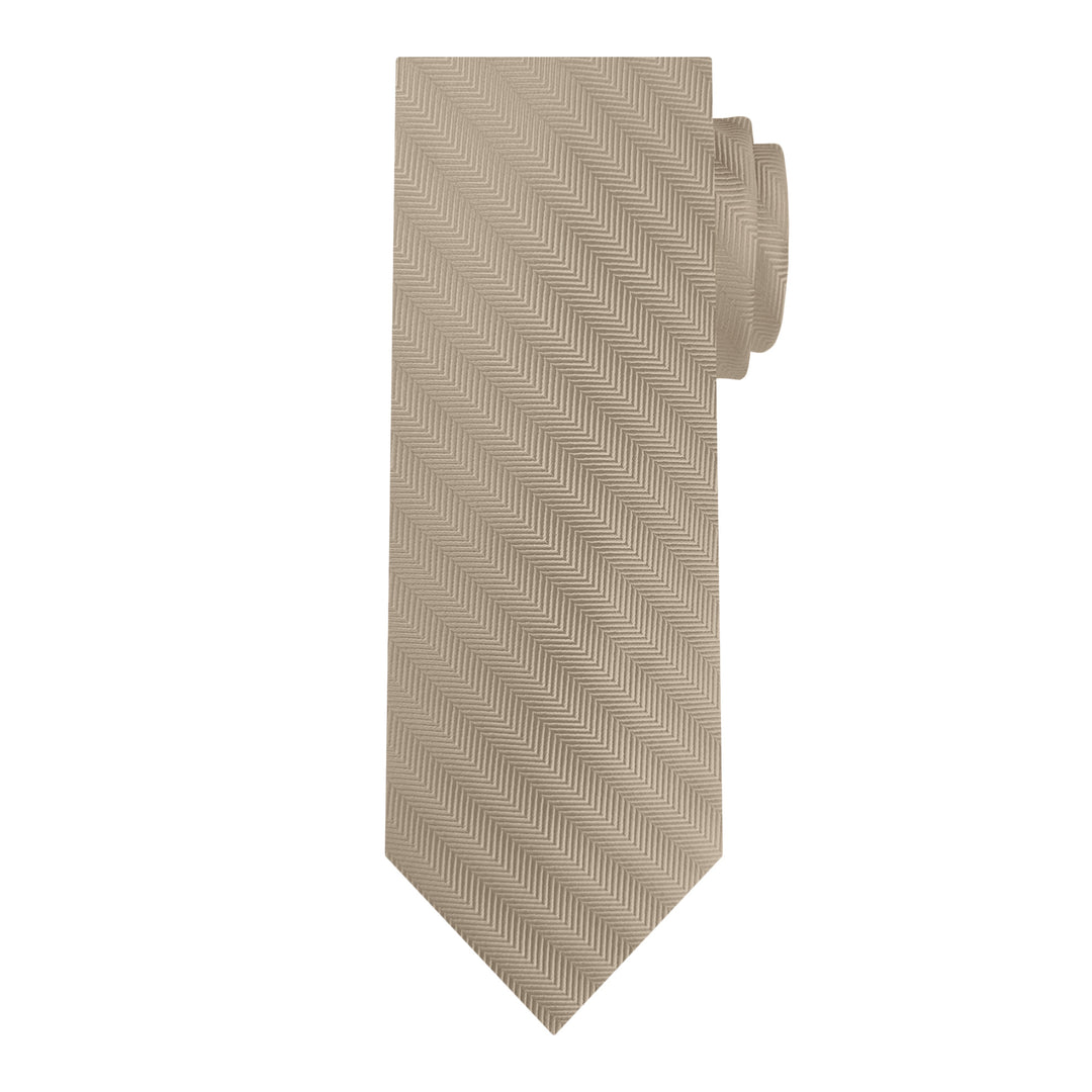 Silk Blend Chevron Tie - Biscotti