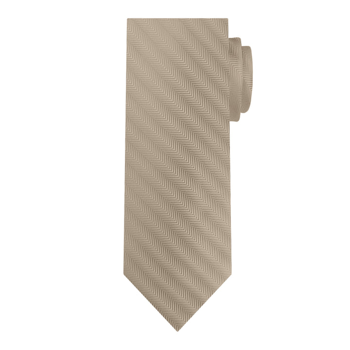 Silk Blend Chevron Tie - Biscotti