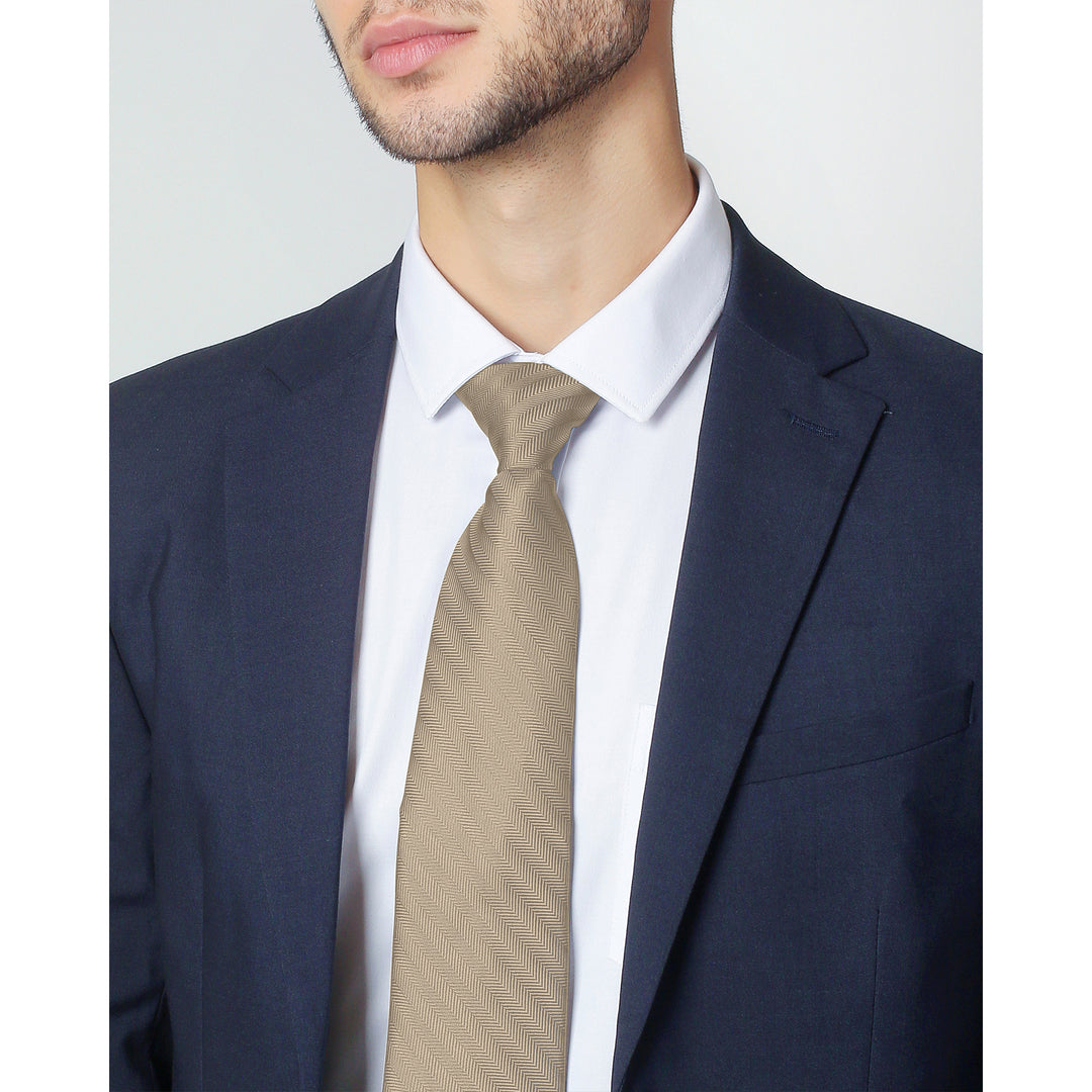 Silk Blend Chevron Tie - Biscotti
