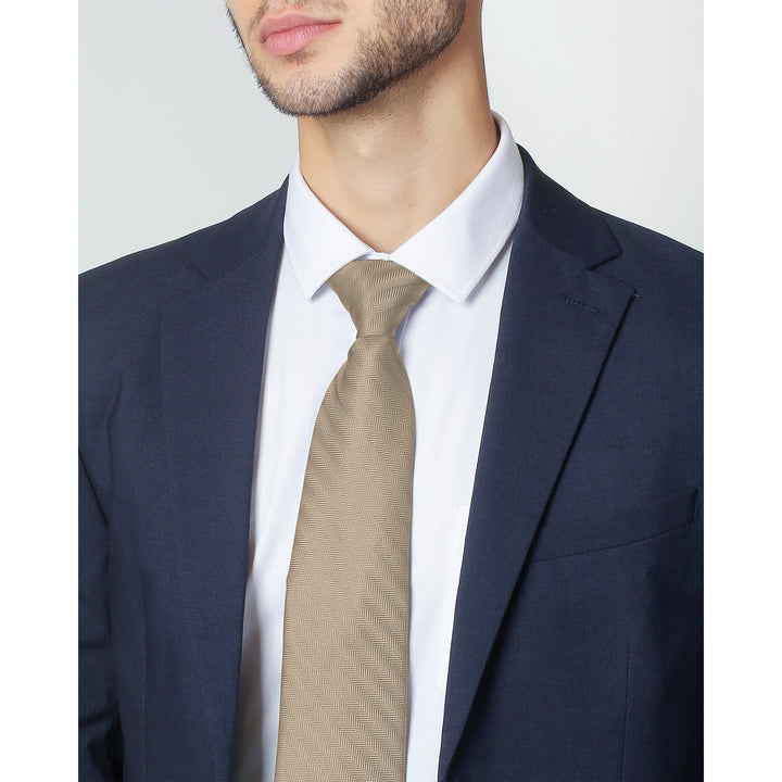 Silk Blend Chevron Tie - Biscotti