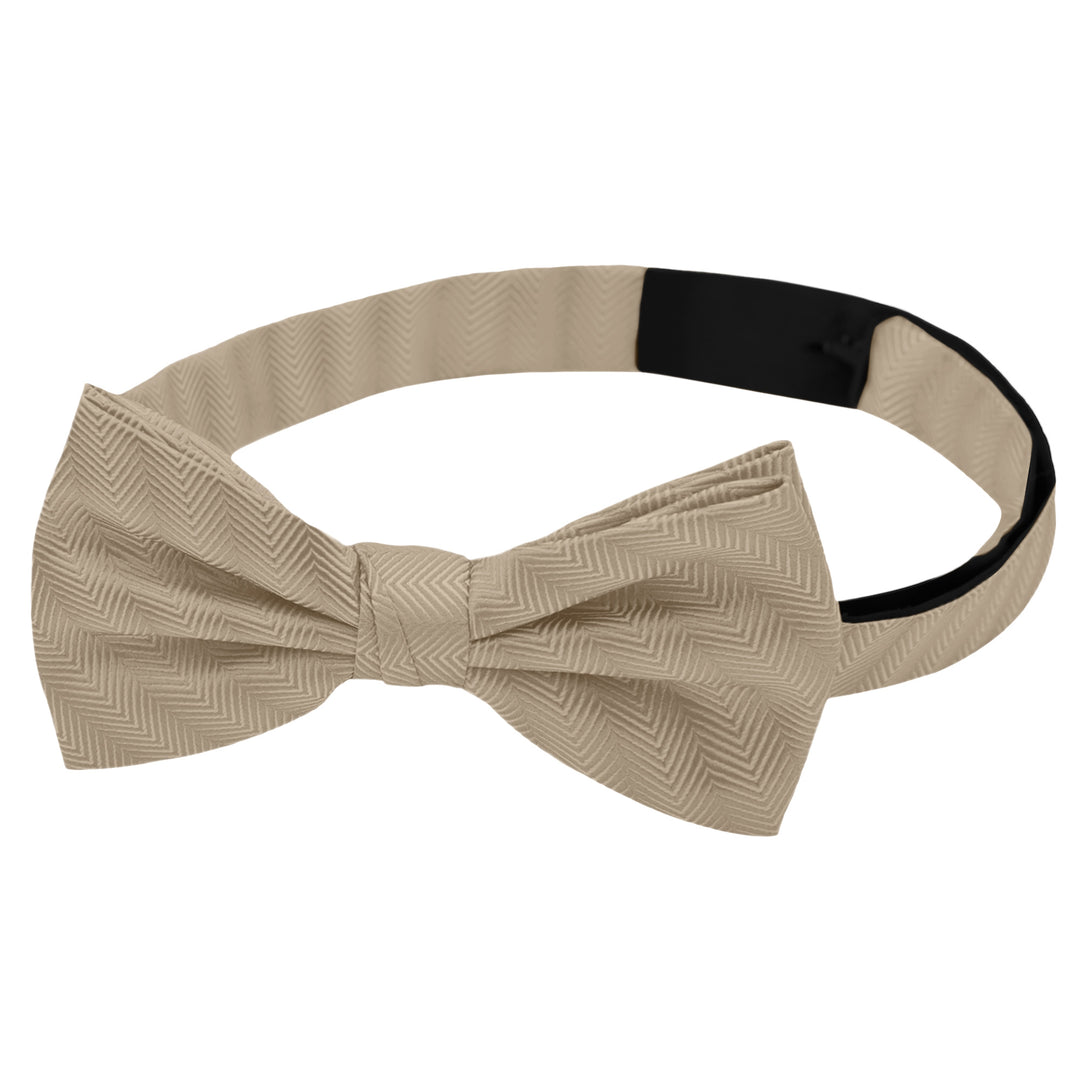 Silk Blend Chevron Banded Bow Tie - Biscotti