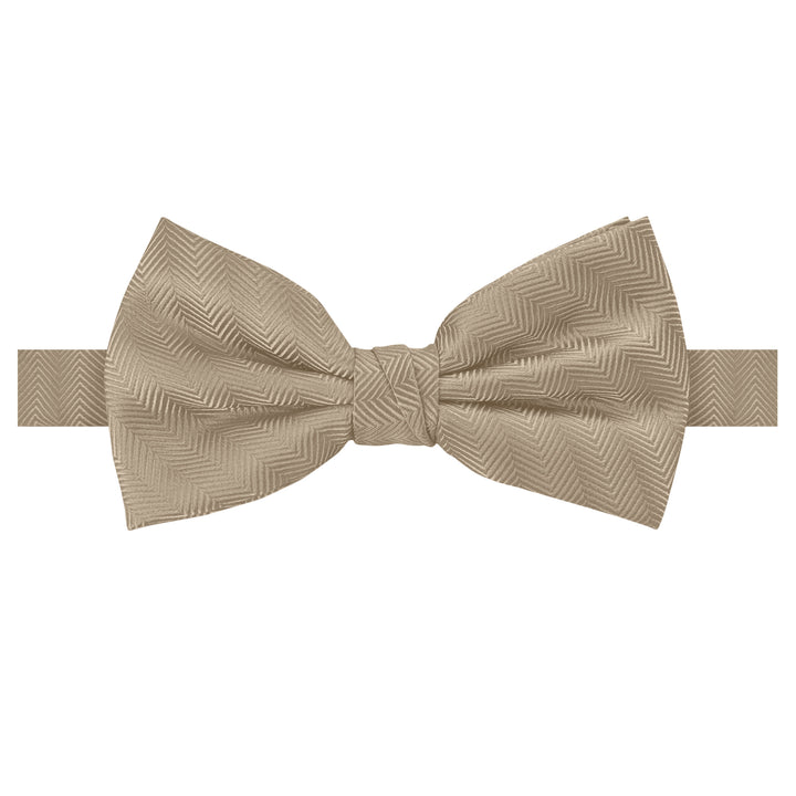 Silk Blend Chevron Banded Bow Tie - Biscotti