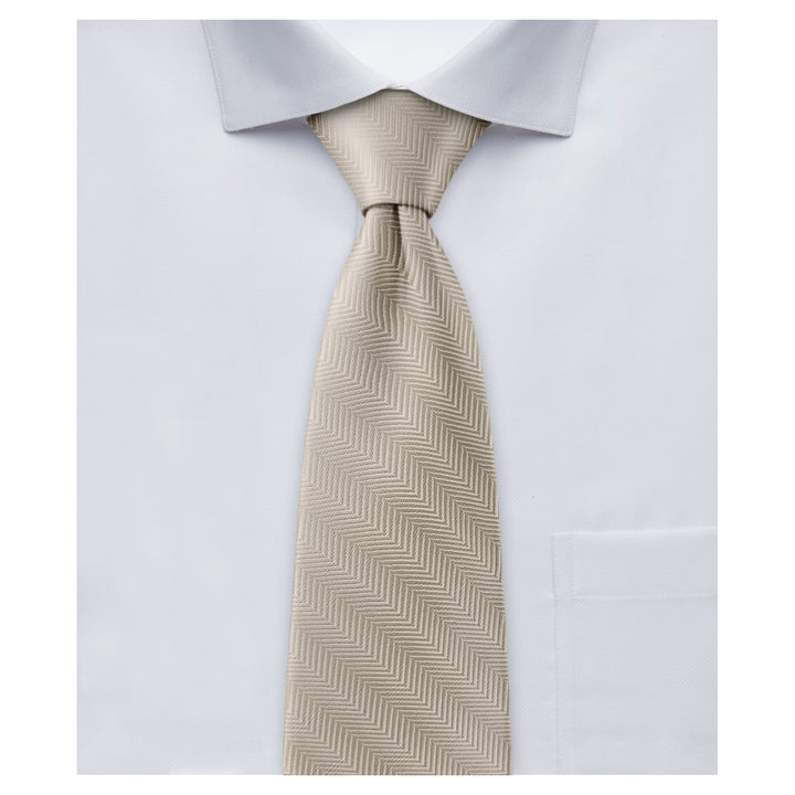Silk Blend Chevron Tie - Biscotti