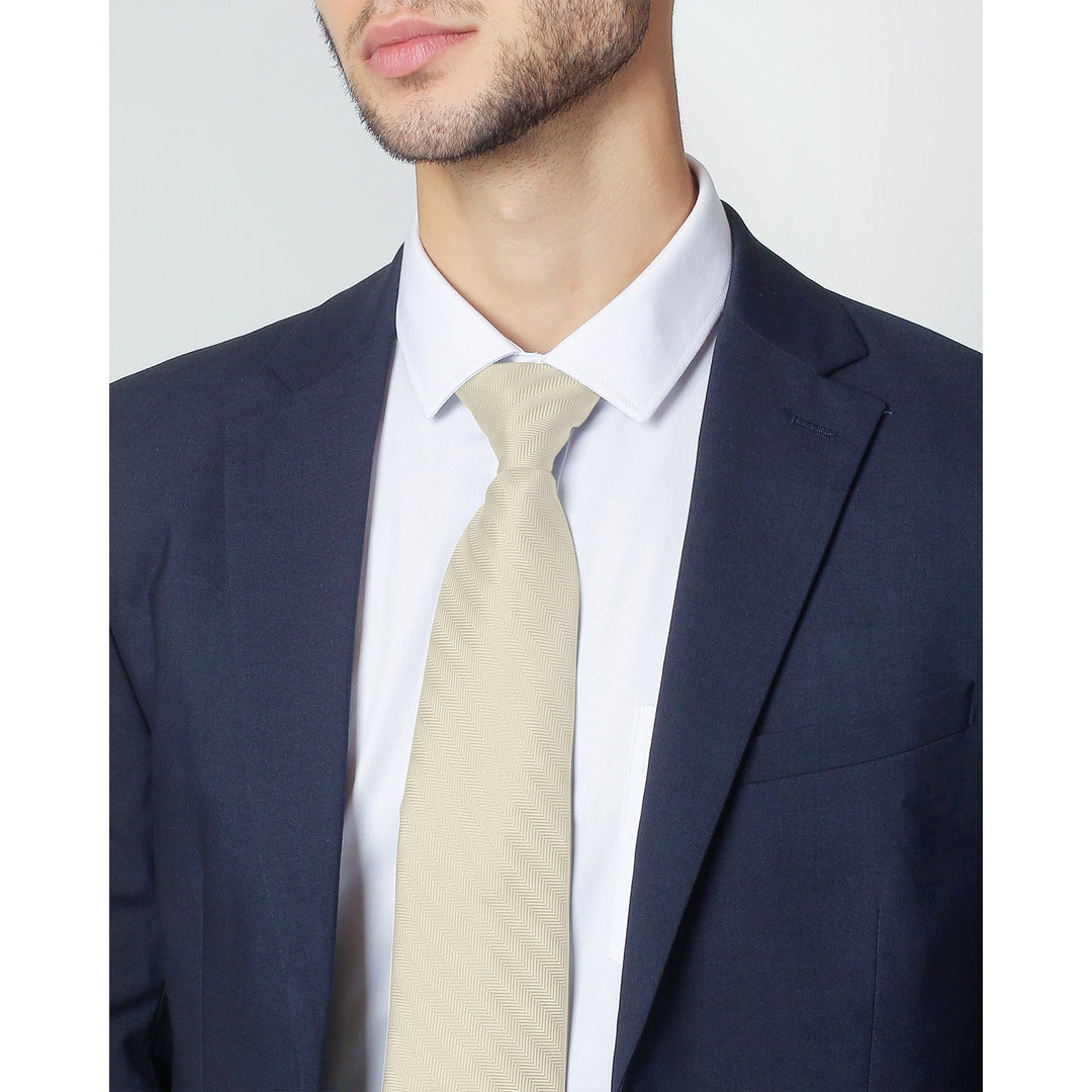 Silk Blend Chevron Tie - Mod White