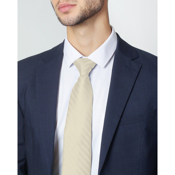 Silk Blend Chevron Tie - Mod White