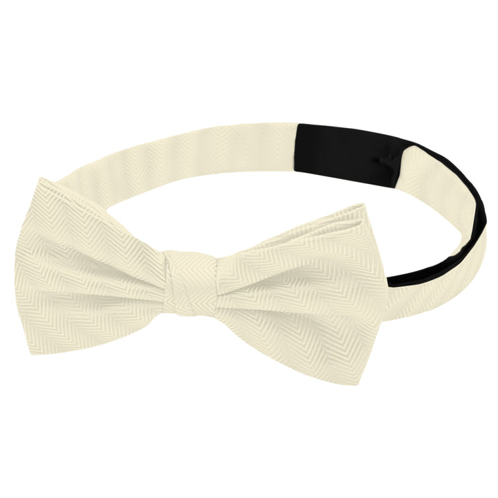 Silk Blend Chevron Banded Bow Tie - Mod White