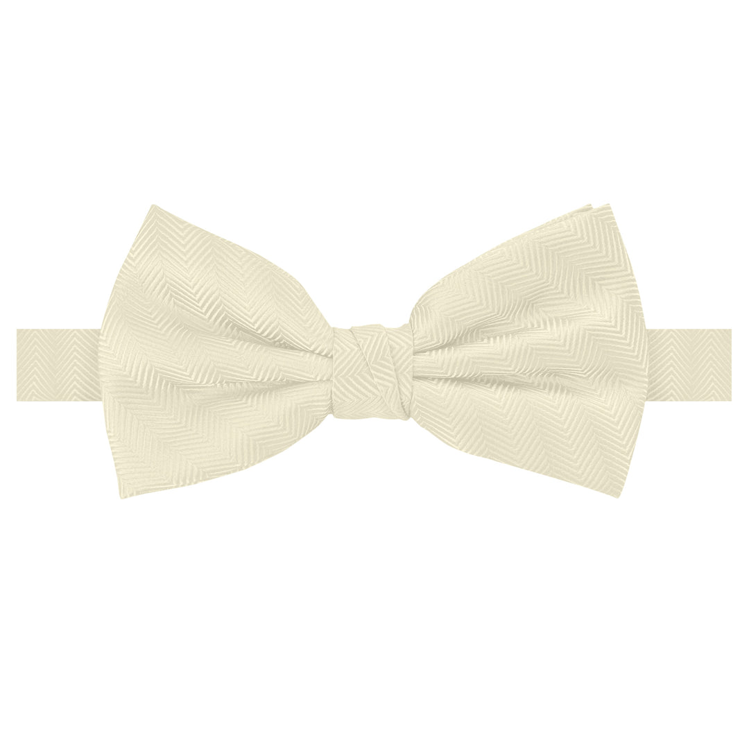 Wedding Silk Blend Chevron Banded Bow Tie - Mod White
