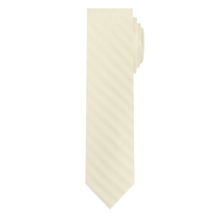 Silk Blend Chevron Slim Tie - Mod White