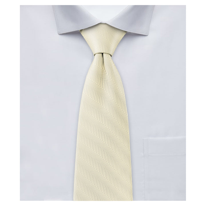 Silk Blend Chevron Tie - Mod White