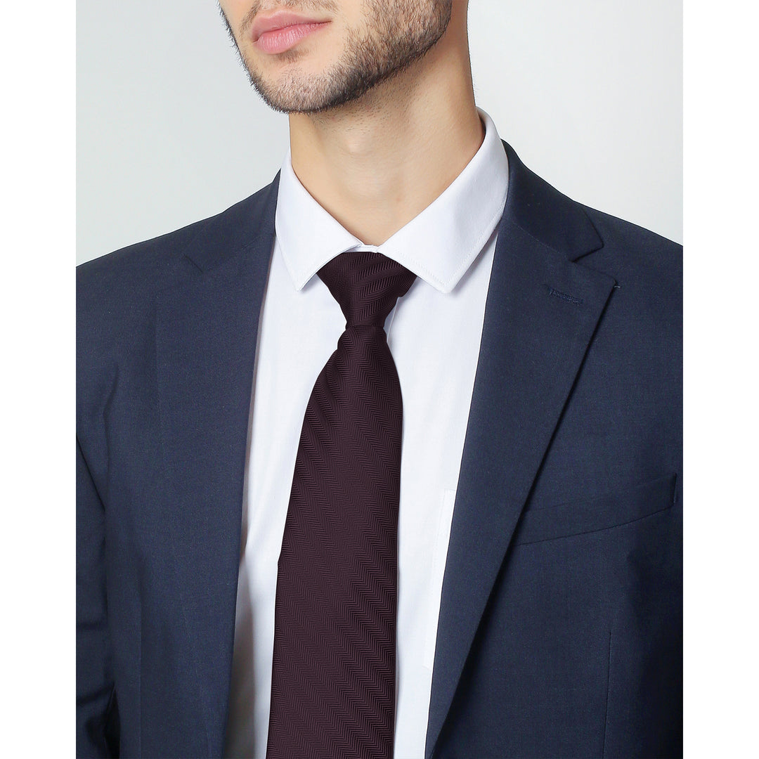 Silk Blend Chevron Tie - Bordeaux