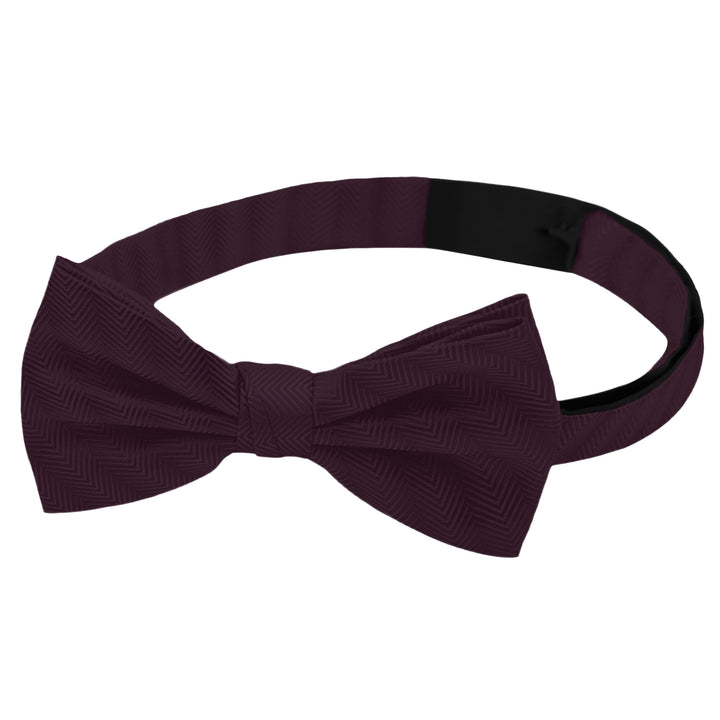 Silk Blend Chevron Banded Bow Tie - Bordeaux