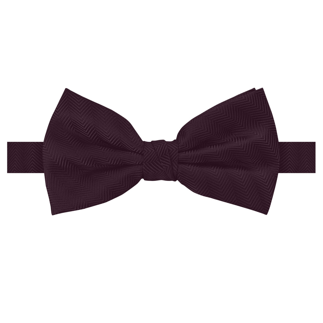 Silk Blend Chevron Banded Bow Tie - Bordeaux
