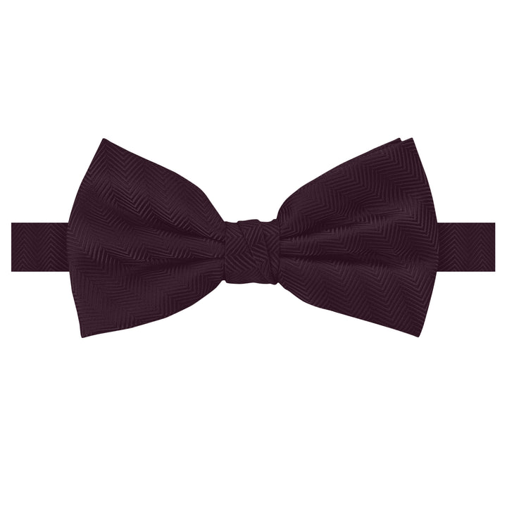 Silk Blend Chevron Banded Bow Tie - Bordeaux