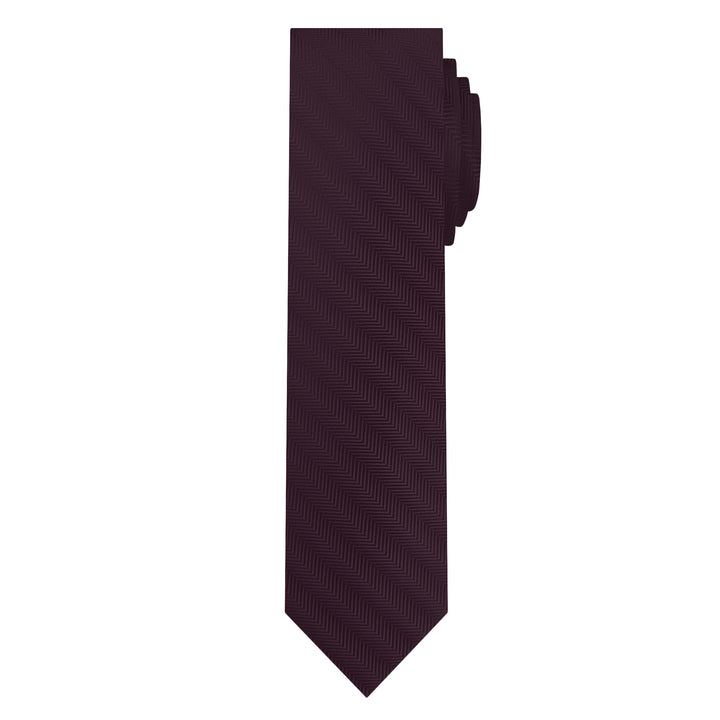 Silk Blend Chevron Slim Tie - Bordeaux