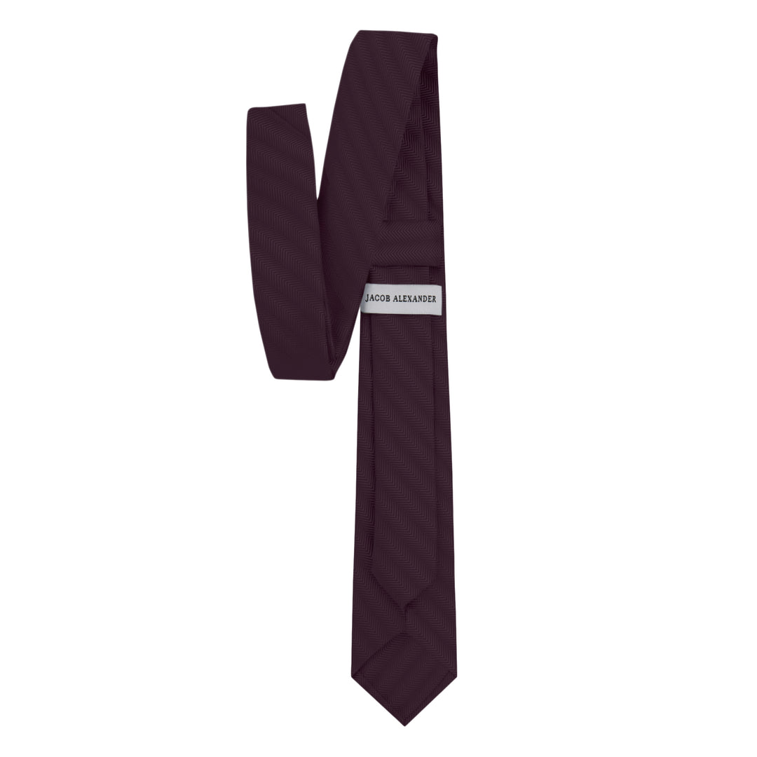 Silk Blend Chevron Slim Tie - Bordeaux