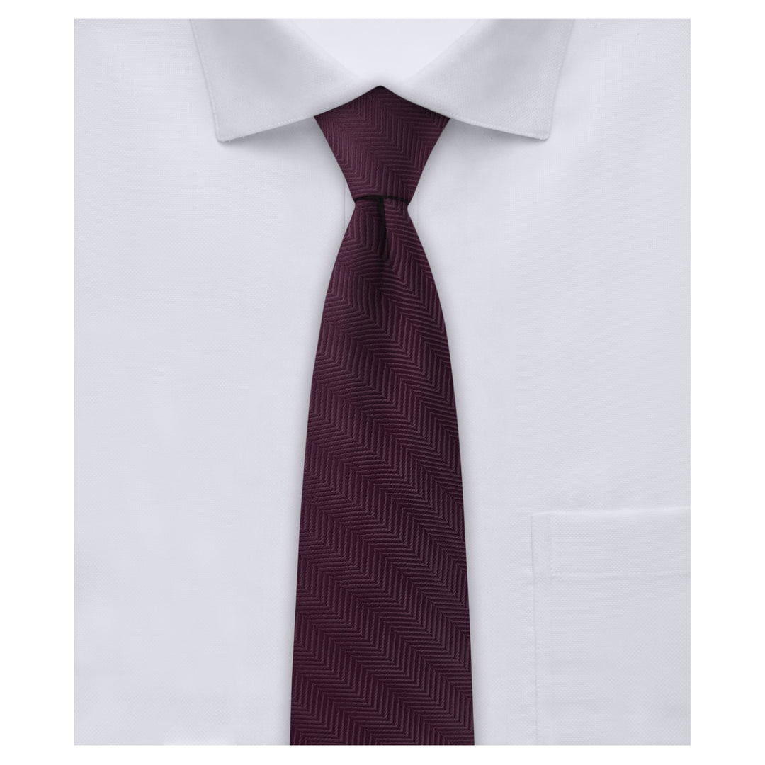 Silk Blend Chevron Slim Tie - Bordeaux