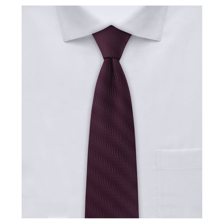 Silk Blend Chevron Slim Tie - Bordeaux