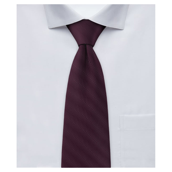Silk Blend Chevron Tie - Bordeaux