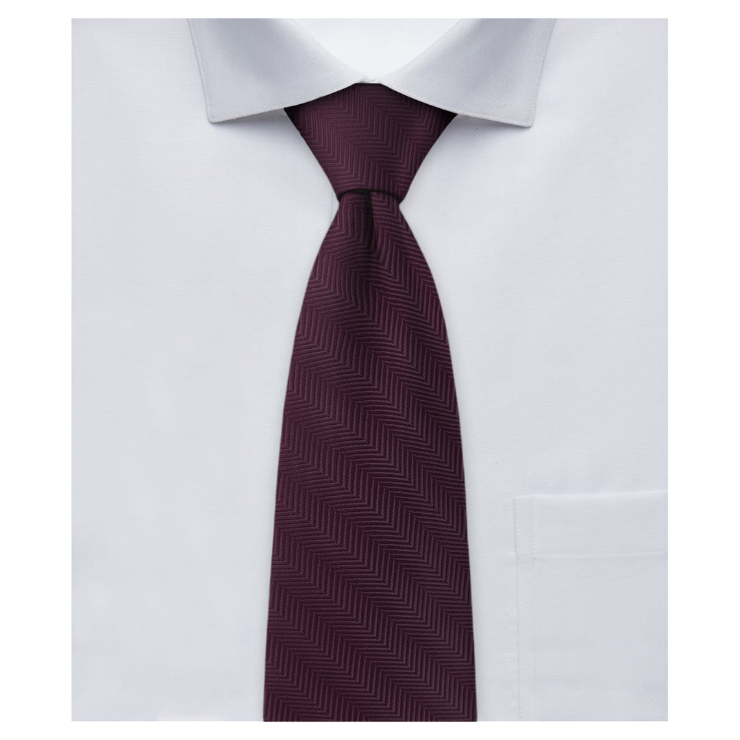 Wedding Silk Blend Chevron Slim Tie - Bordeaux
