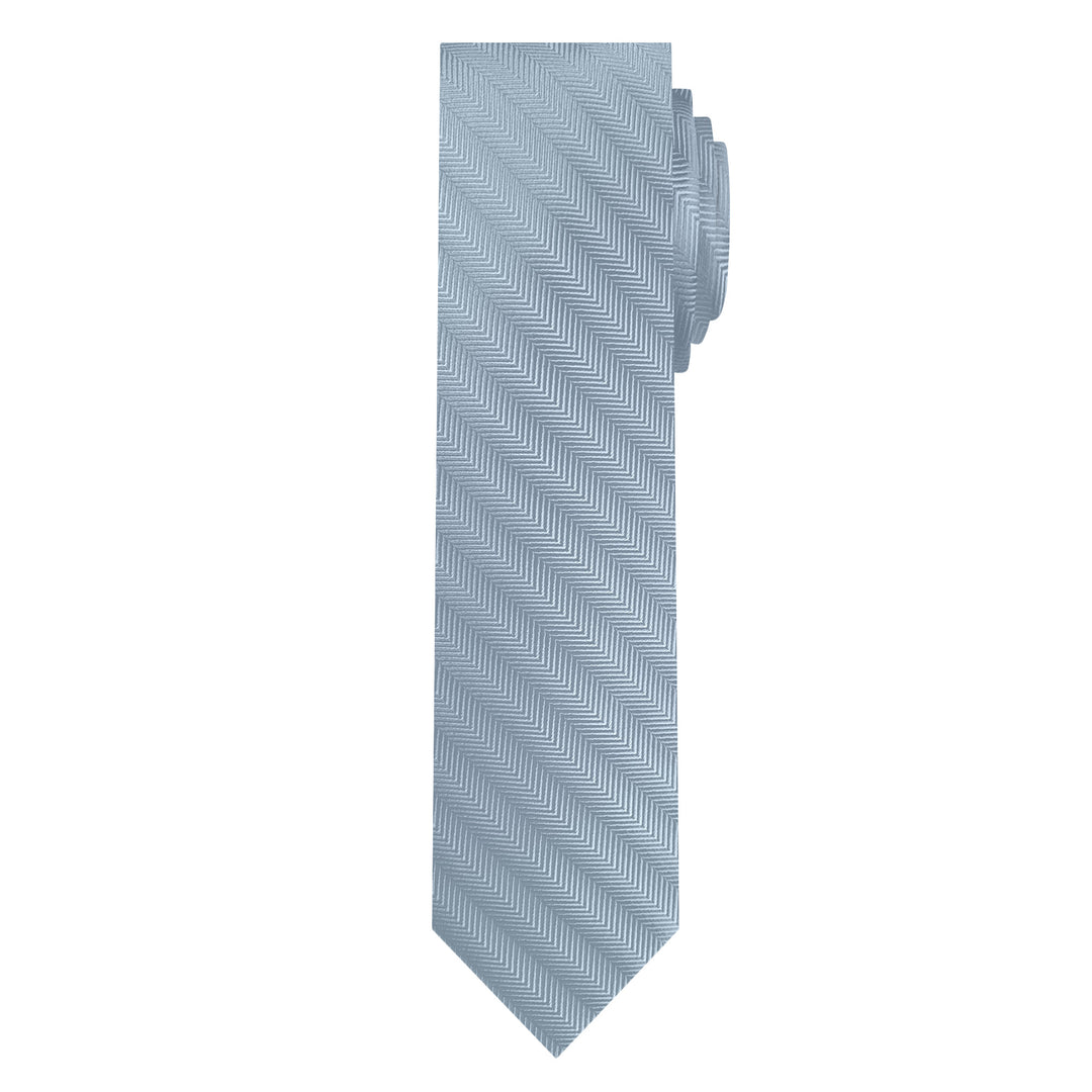 Silk Blend Chevron Slim Tie - Dusty Blue