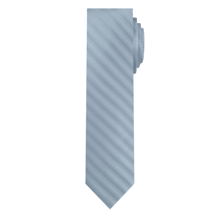 Silk Blend Chevron Slim Tie - Dusty Blue