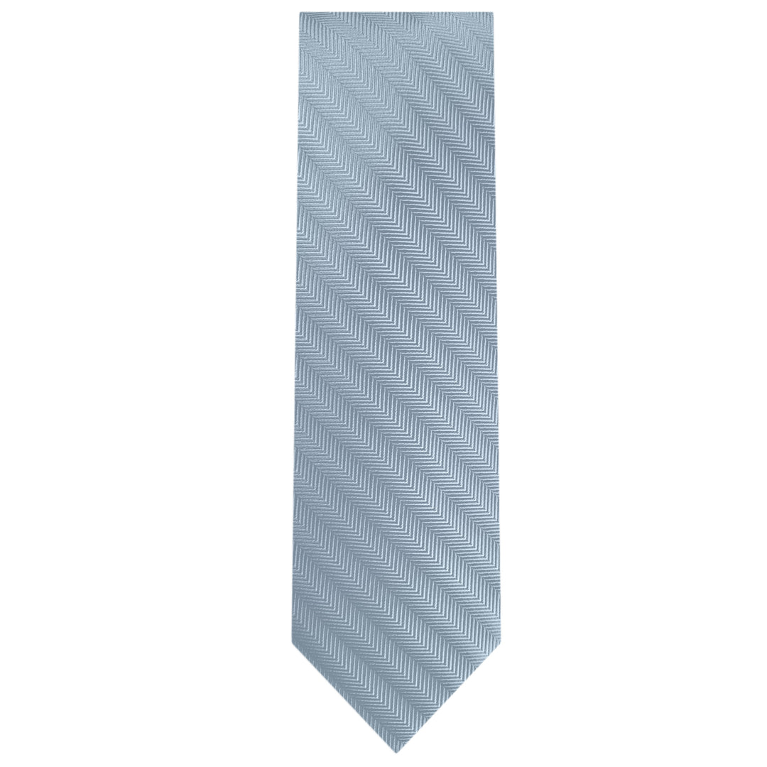 Wedding Silk Blend Chevron Slim Tie - Dusty Blue