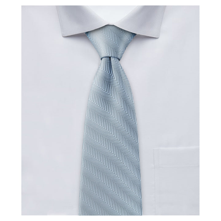 Silk Blend Chevron Tie - Dusty Blue