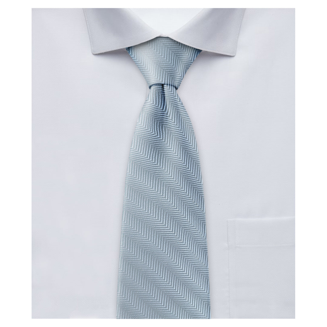 Wedding Silk Blend Chevron Slim Tie - Dusty Blue