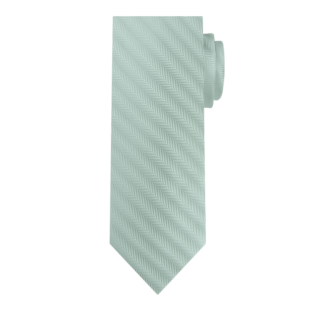Silk Blend Chevron Tie - Sage Mist