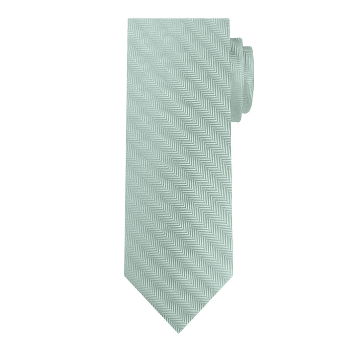 Silk Blend Chevron Tie - Sage Mist
