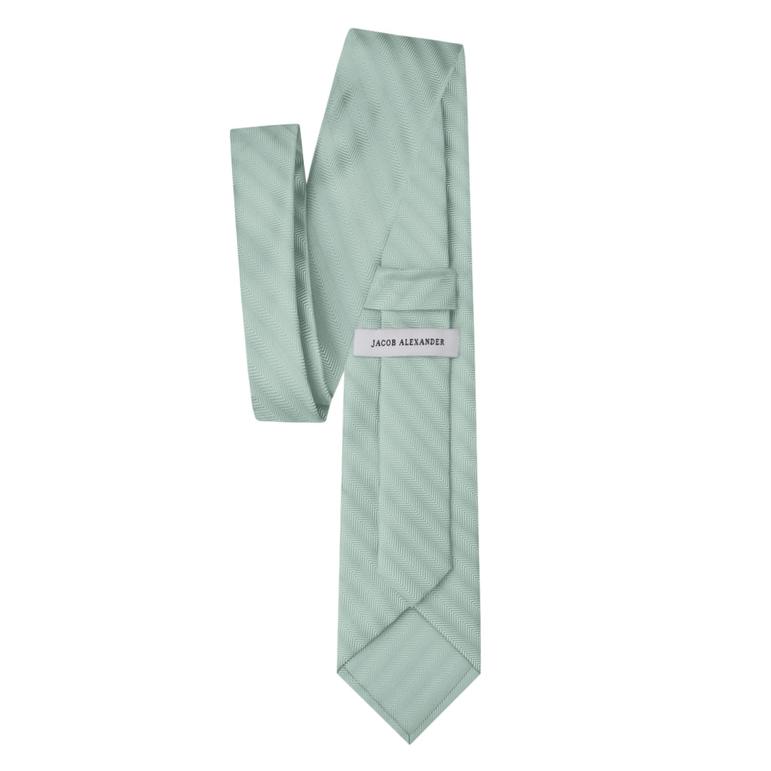 Silk Blend Chevron Tie - Sage Mist