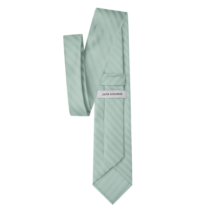 Silk Blend Chevron Tie - Sage Mist