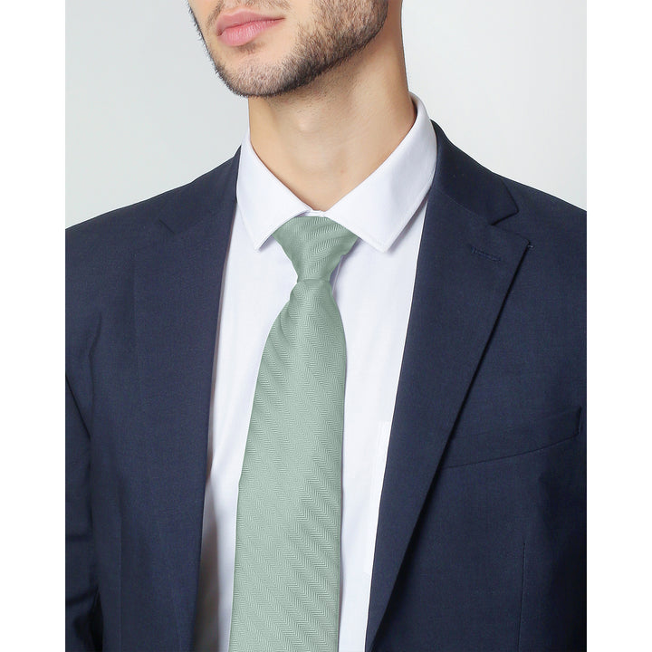 Silk Blend Chevron Tie - Sage Mist
