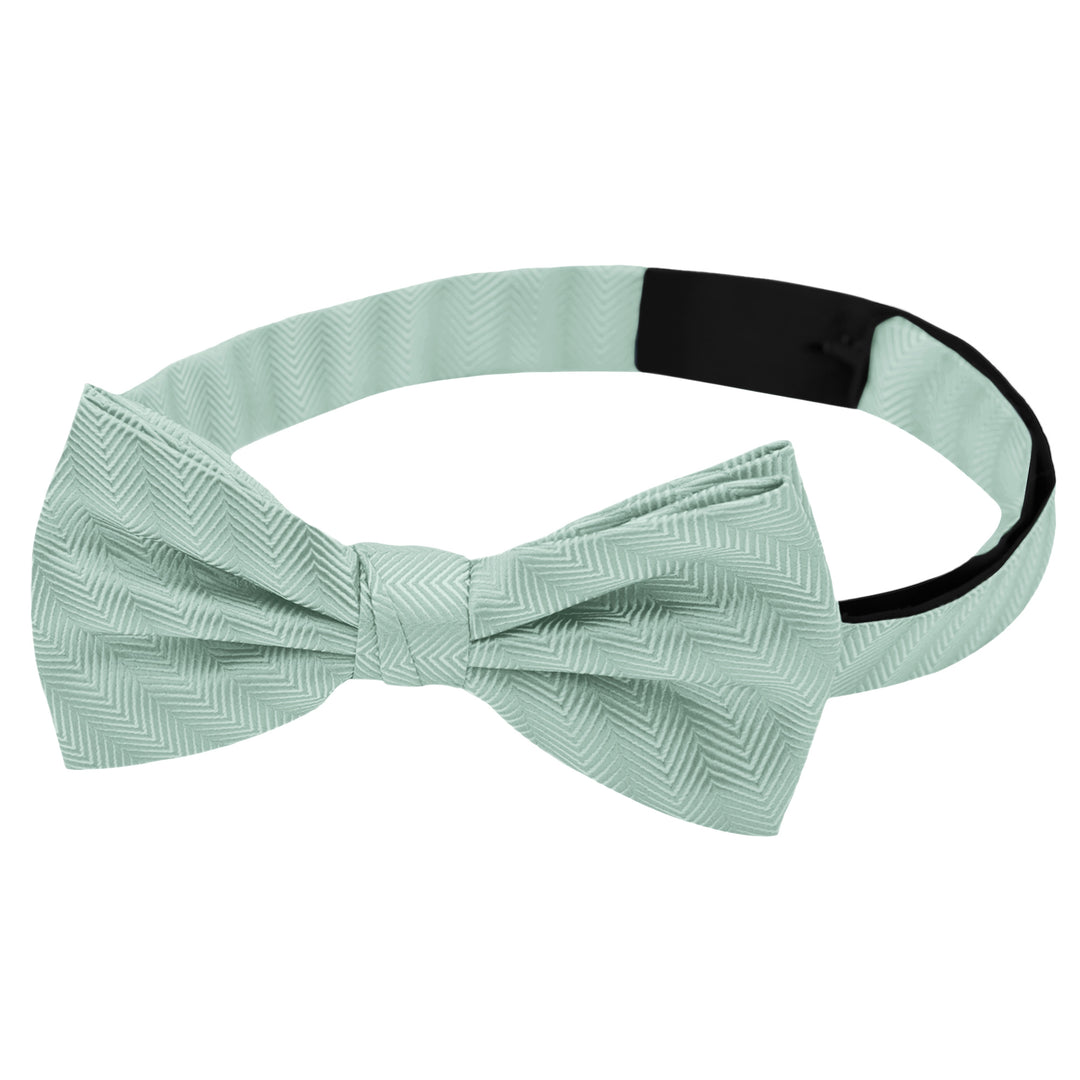 Silk Blend Chevron Banded Bow Tie - Sage Mist