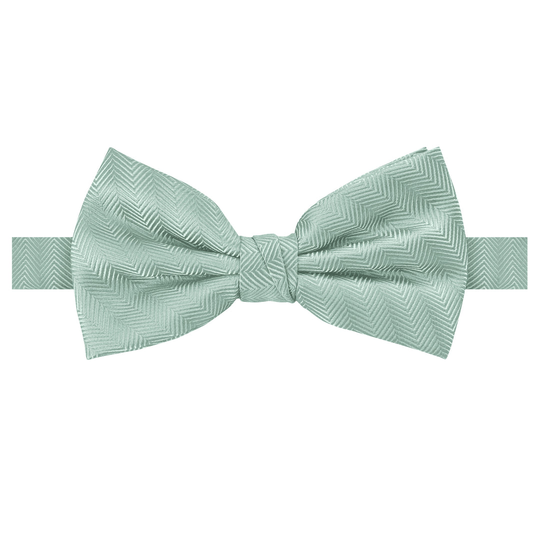 Silk Blend Chevron Banded Bow Tie - Sage Mist
