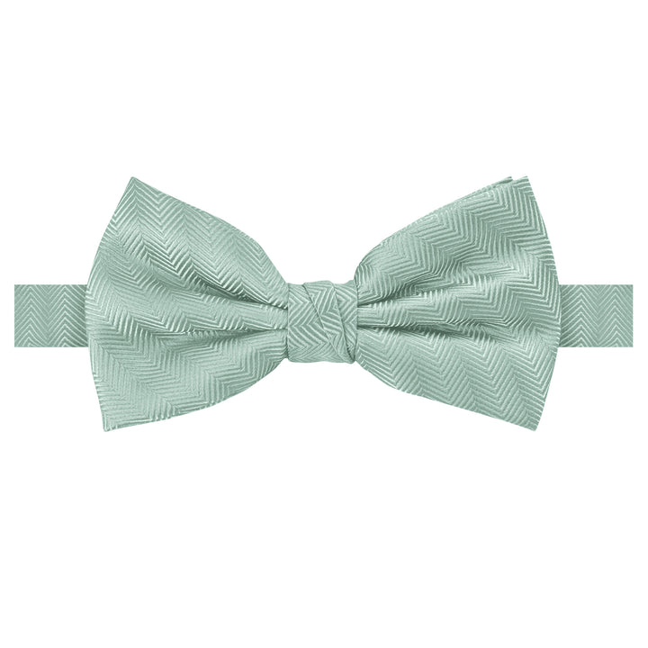 Silk Blend Chevron Banded Bow Tie - Sage Mist