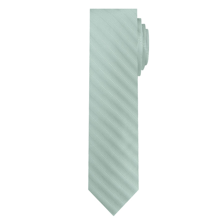 Silk Blend Chevron Slim Tie - Sage Mist